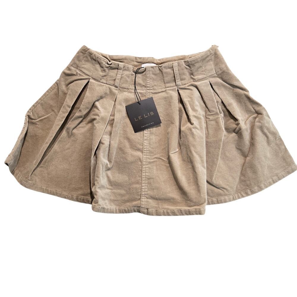 NWT Le Pleated Corduroy Flared Miniskirt Sz M New Preppy